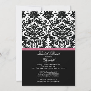 Damask Honeysuckle Pink Bridal Shower Invitation