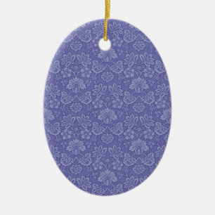 Damask in Blue Ceramic Ornament