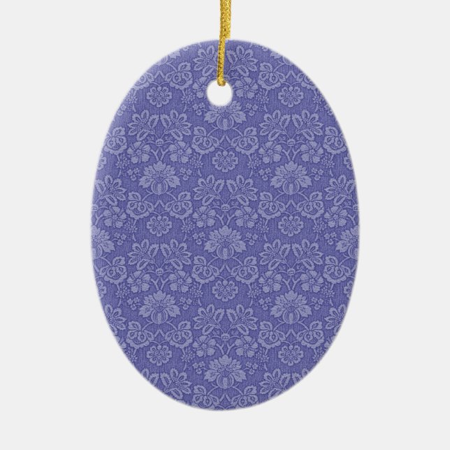 Damask in Blue Ceramic Ornament (Front)