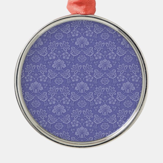 Damask in Blue Metal Ornament (Front)