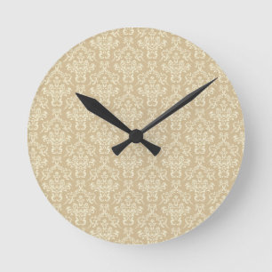 Damask in cream color round clock