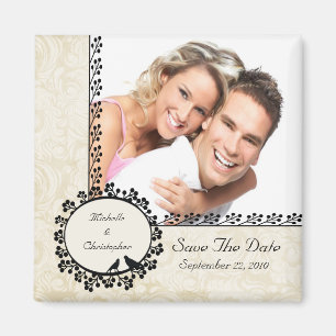 Damask Inséparables Photo Save The Date Magnet