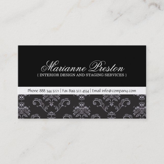 Damask Interior Designer Business Card (Front)
