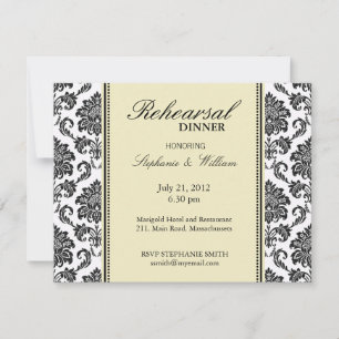 Damask Ivory Rehearsal Dinner Card