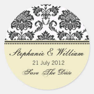 Damask Ivory Wedding Sticker