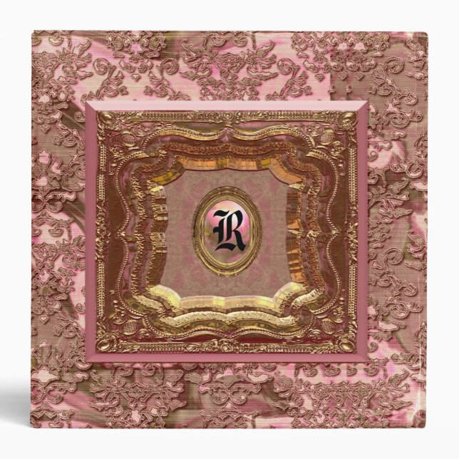 Damask Jolene Monogram Victorian Binder (Front)