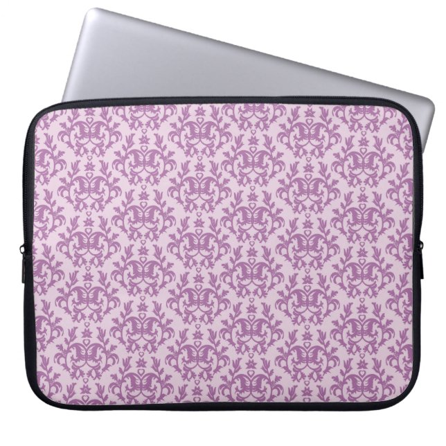 Damask "Kangaroo Paw" purple laptop case (Front)