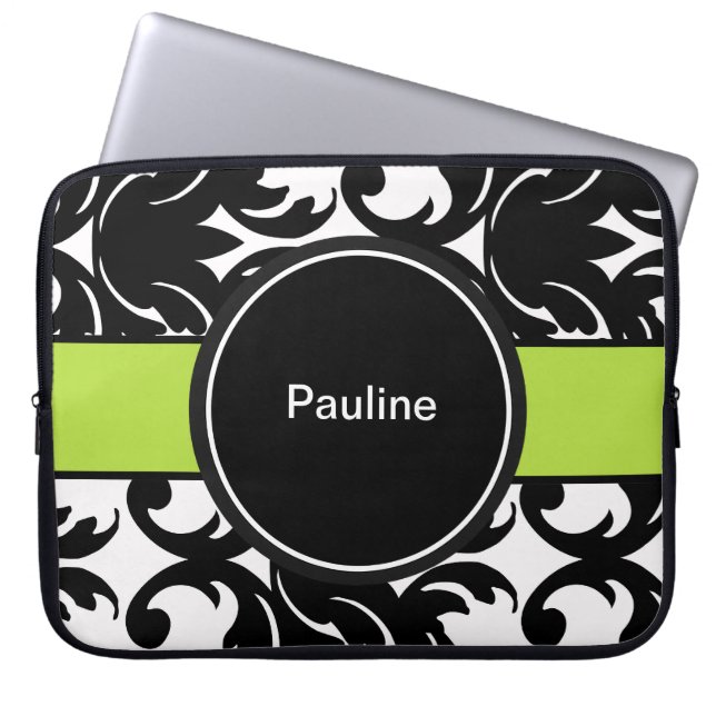 Damask Laptop Sleeves Monogram (Front)
