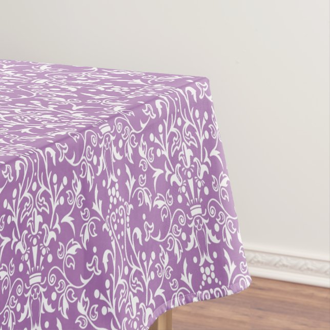 Damask Lavender & White Tablecloth (In Situ)