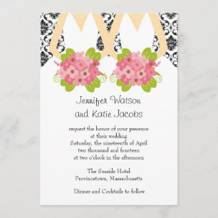 Damask Lesbian Faire-part de mariage