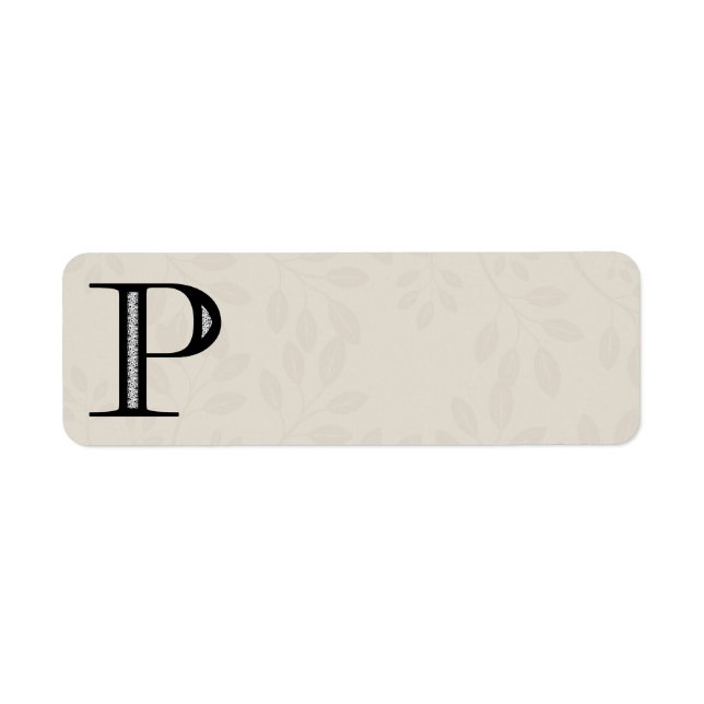 Damask Letter P - Black (Front)