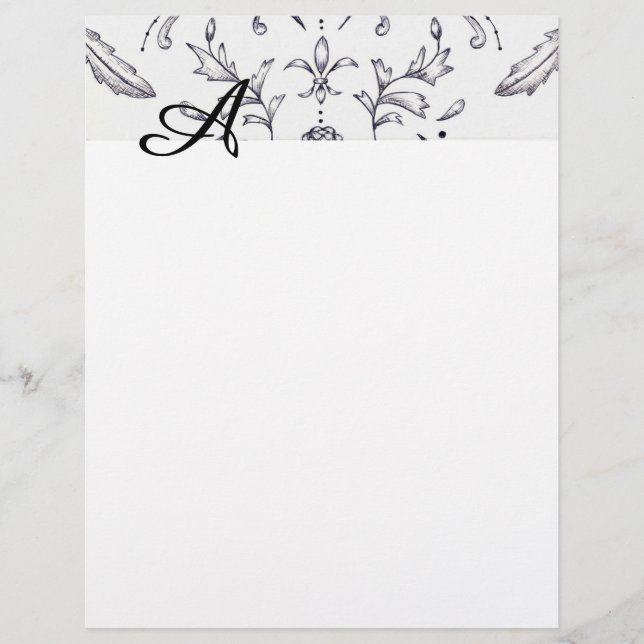 Damask Letterhead Black and White (Front)