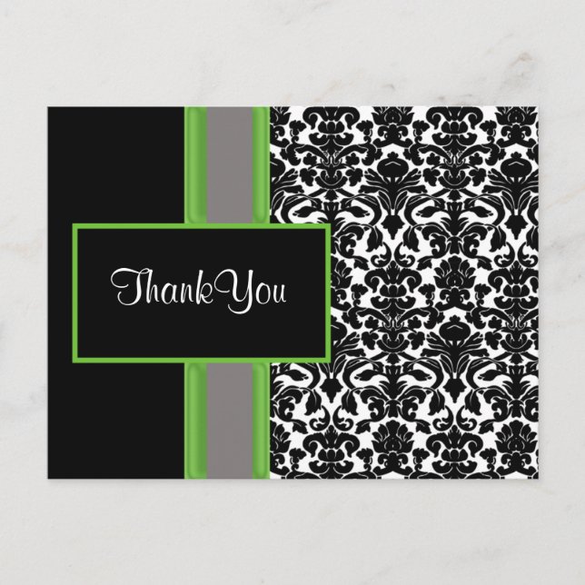 damask lime ThankYou Cards (Front)