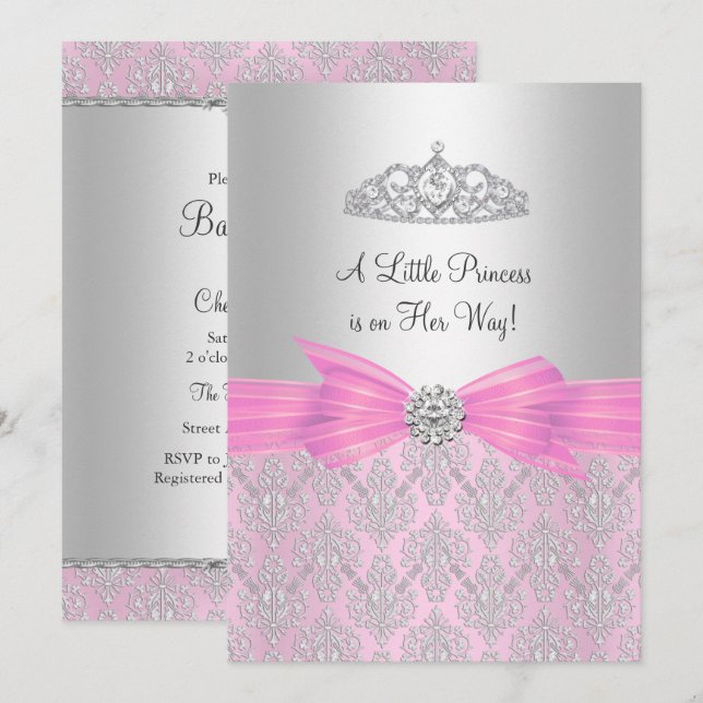 Damask Little Princess Baby Shower Invitation (Front/Back)