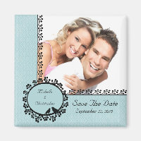 Damask Love Birds Photo Save The Date Magnet