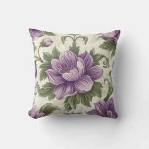 Damask luxury Purple Flower Florist Shop Decor Throw Pillow