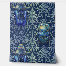 Damask luxury texture of green blue insect bug