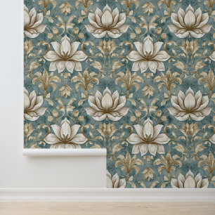 Damask luxury texture of lily flower blossom wallpaper