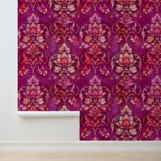 Damask luxury texture of pink decorative flower wallpaper