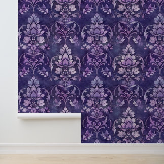 Damask luxury texture of purple decorative flower wallpaper
