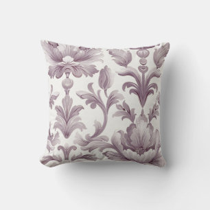 Damask luxury texture pastel pink decor flower throw pillow