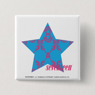 Damask Magenta-Aqua 2 2 Inch Square Button