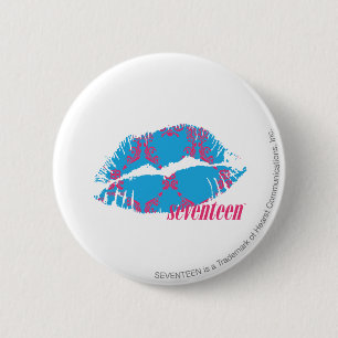Damask Magenta-Aqua 2 Inch Round Button