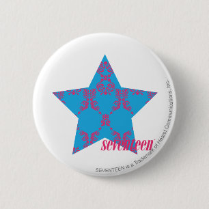 Damask Magenta-Aqua 2 Inch Round Button