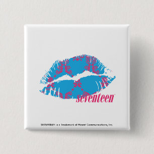 Damask Magenta-Aqua 2 Inch Square Button