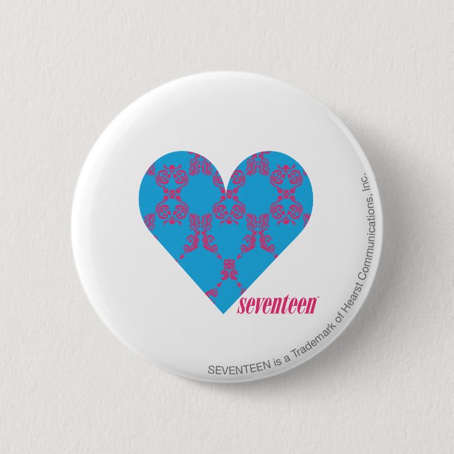 Damask Magenta-Aqua 3 2 Inch Round Button (Front)