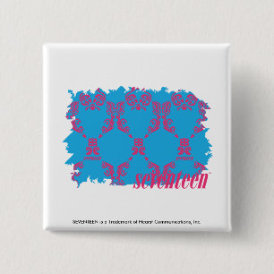 Damask Magenta-Aqua 4 2 Inch Square Button