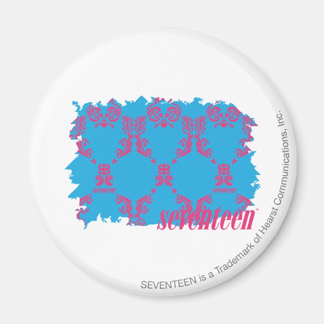 Damask Magenta-Aqua 4 Magnet (Front)