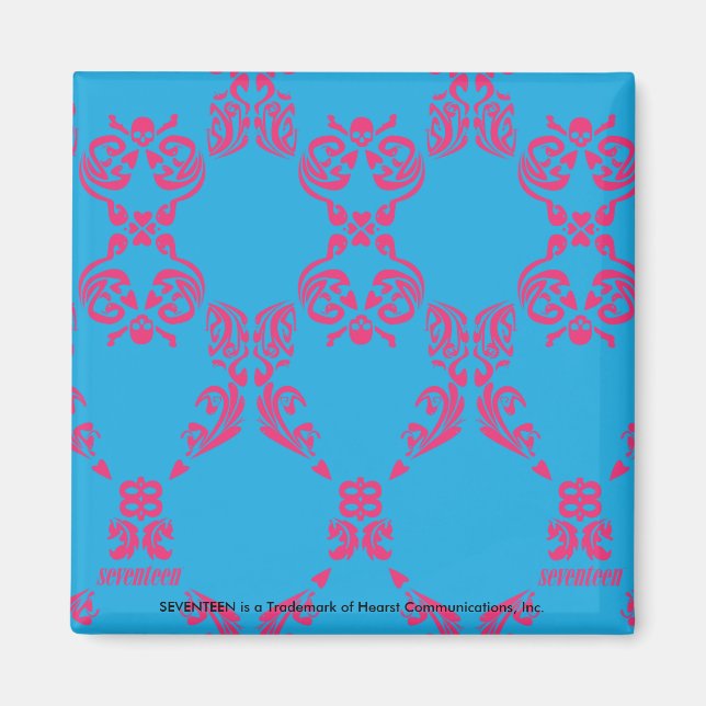 Damask Magenta-Aqua Magnet (Front)
