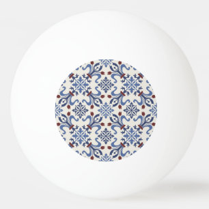 Damask Majolica Pottery Tile Design Ping Pong Ball