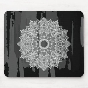 Damask Mandala Abstract Black Watercolor Vintage Mouse Pad