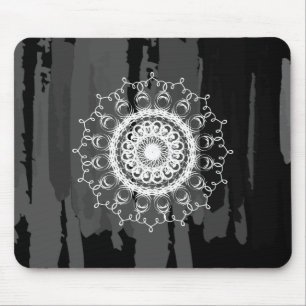 Damask MandalaBlack and White Watercolor Mouse Pad