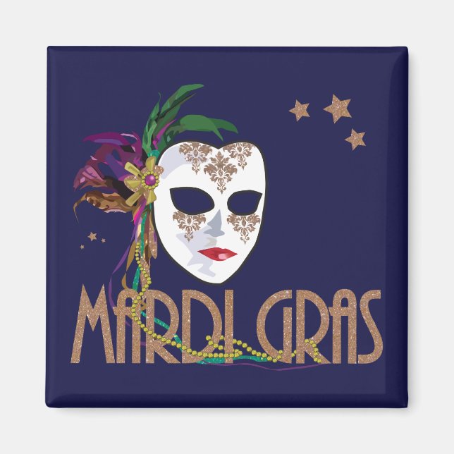 Damask Mardi Gras Mask Magnet (Front)