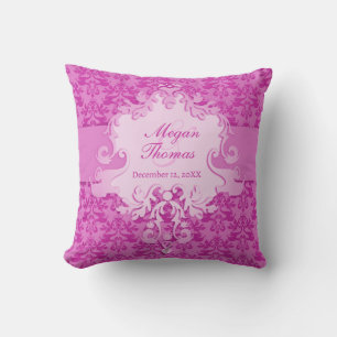 Damask mauve commemorative wedding photo pillow
