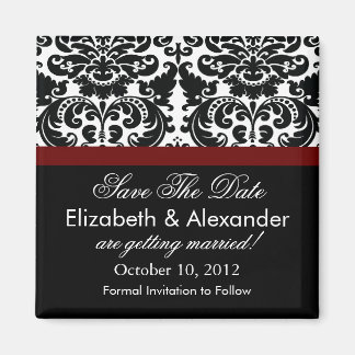 Damask Merlot Red Save The Date Magnet