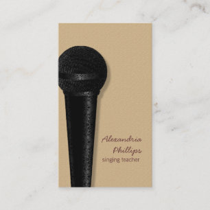 Damask Microphone Business Card, Black Business Card