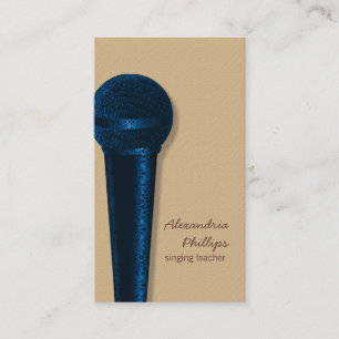 Damask Microphone Business Card, Royal Blue Card