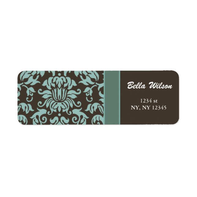 damask mocha address label (Front)