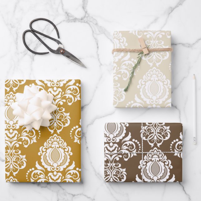 Damask Modern Colour Pattern Wrapping Paper Sheet (Front)