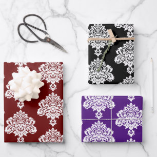 Damask Modern Colour Pattern Wrapping Paper Sheets
