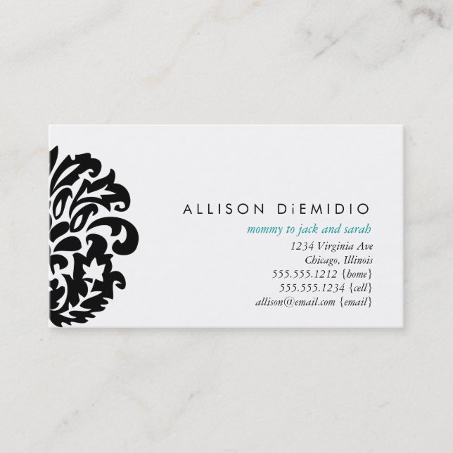 damask mommy cards business card (Front)