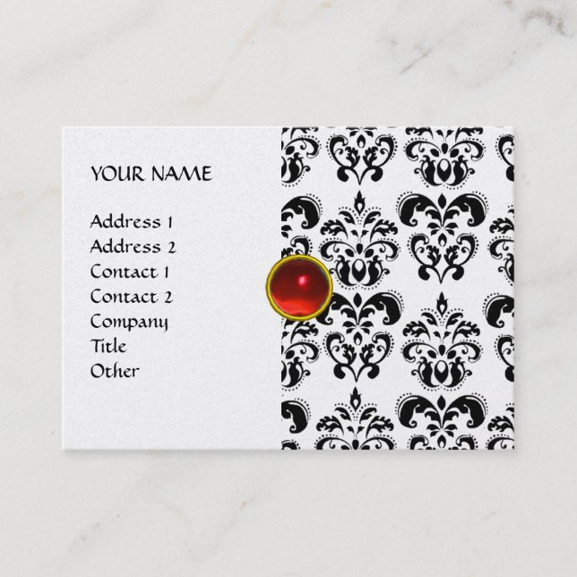 DAMASK MON RUBY bright red violet grey gold platin Business Card (Front)