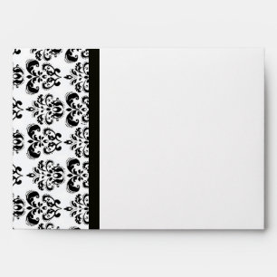 DAMASK  MONOGRAM ,black white blue sapphire Envelopes