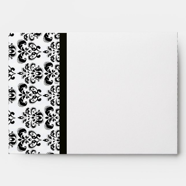 DAMASK  MONOGRAM ,black white pink ruby fuchsia Envelopes (Front)