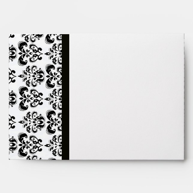 DAMASK  MONOGRAM ,black white  purple amethyst Envelope (Front)