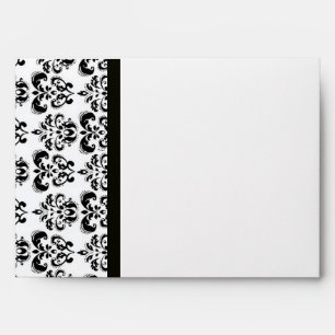 DAMASK  MONOGRAM ,black white  purple amethyst Envelope